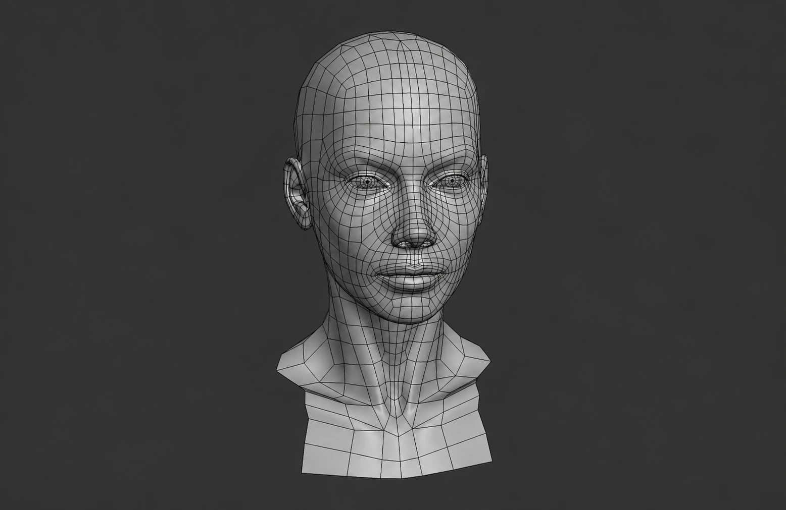 Modelo 3D de un rostro en wireframe